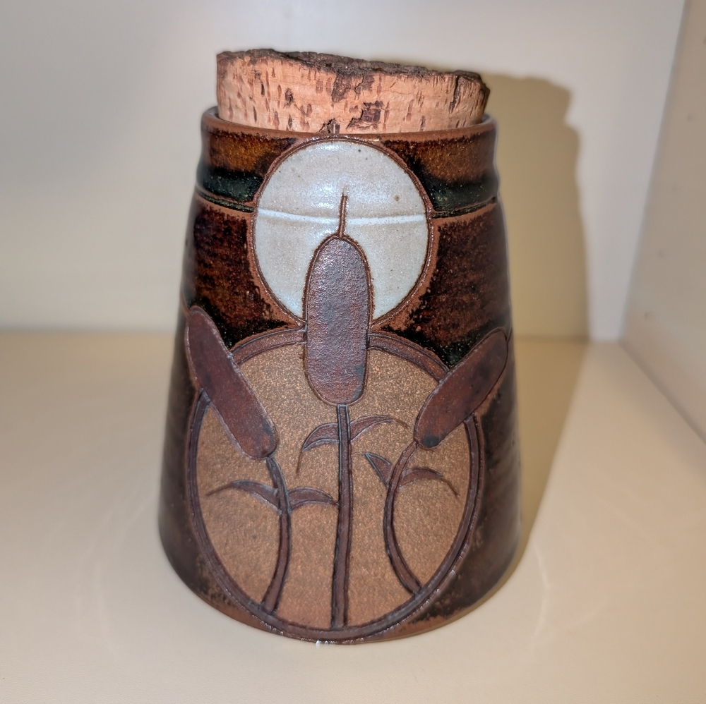 Shelf#1 Rustic Ceramic Jar with Cork Lid